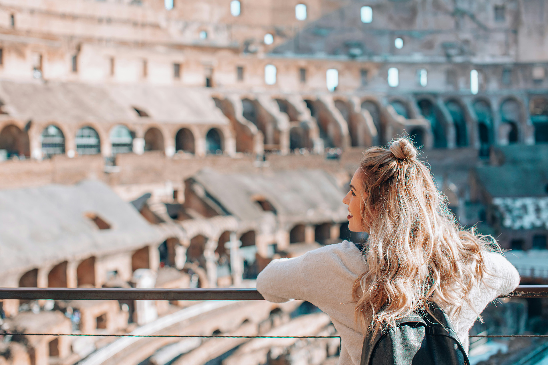 Woman at Colosseum Rome Italy